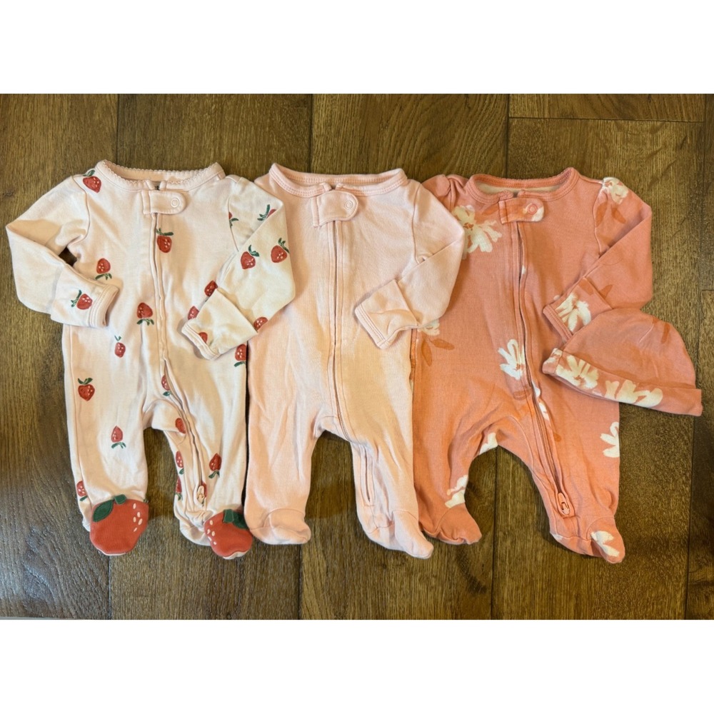 Baby Sleepers Girl Newborn Bundle Outfits Sleep N Play Rompers Matching Hat
